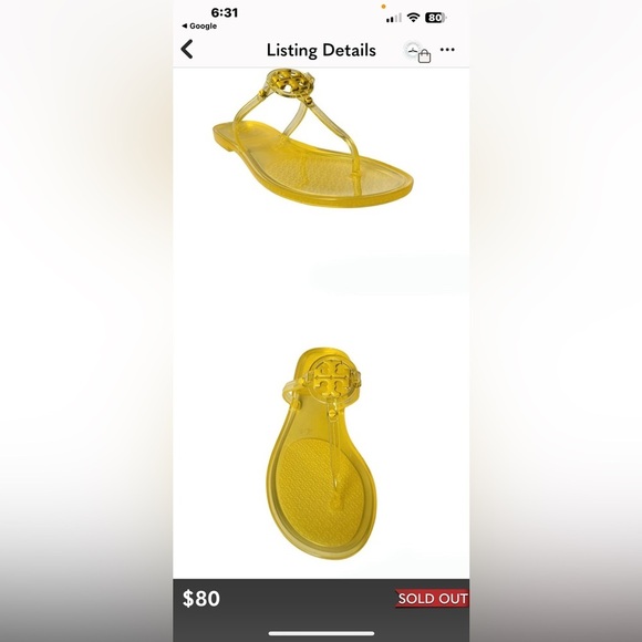Tory Burch Mini Miller Jelly Sandals Citrus Yellow Women's Size 8 - Picture 6 of 11